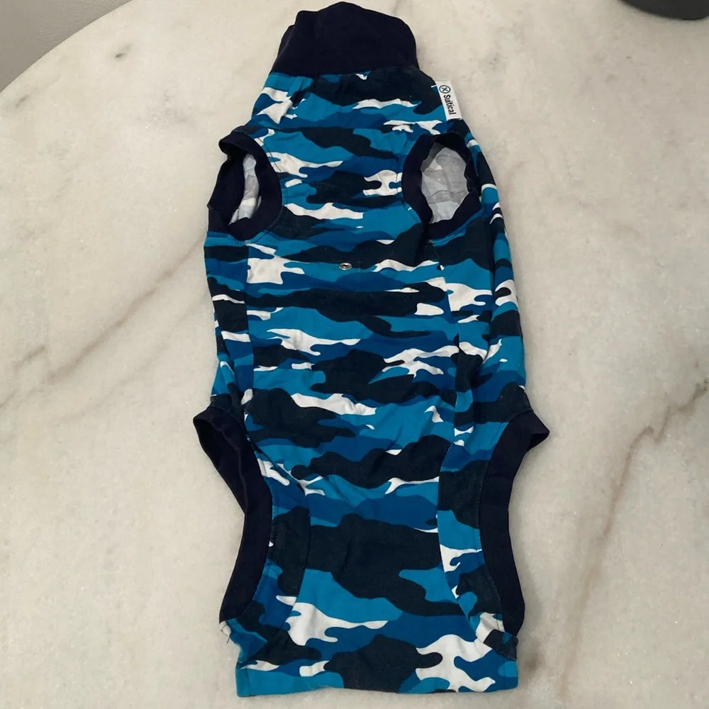 Dog Recovery Suit - Blue Camo - size small